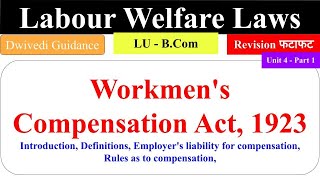 Workmens Compensation Act 1923 workmen compensation act in hindi labour welfare law bcom 5th Sem [upl. by Aylat]