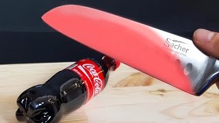 EXPERIMENT Glowing 1000 degree KNIFE VS COCA COLA [upl. by Nosyaj477]