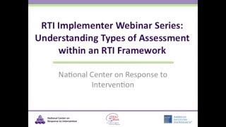 Understanding Types of Assessment in an RTI Framework [upl. by Cilegna981]