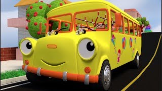 WHEELS ON THE BUS GO ROUND AND ROUND NURSERY RHYME WITH LYRICS  YELLOW SCHOOL BUS [upl. by Ashely423]