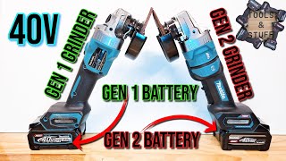 Makita 40v Grinder GA050G GAG14 with BL4040F High Output Battery VS 1st Gen Grinder and Battery [upl. by Novar]