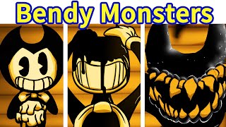 Friday Night Funkin VS Bendy Monsters FULL WEEK  Cutscenes Inkwell HellFNF ModHARD Bendy Mod [upl. by Poore419]