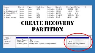 How to create a Recovery Partition in Microsoft Windows 1011 [upl. by Ingra]