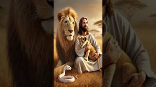 Jesus With The Lion Family edit jesuschrist jesús fe [upl. by Bocyaj]