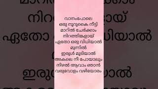 Vaanam pole  song lyrics  malayalam shortfeed video [upl. by Capp]