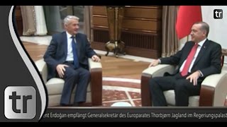 Präsident Erdoğan empfängt Generalsekräter des Europarates Thorbjørn Jagland im Ankara Palast 2015 [upl. by Laamak]