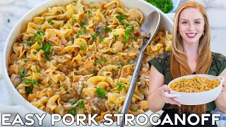 Creamy Mushroom amp Pork Stroganoff  Quick amp Easy Dinner Recipe [upl. by Narhem]