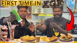 KGF Mister Tea shop cafe vlog sandwich food blogger tamil KGF JR VLOGS [upl. by Yelsnit356]