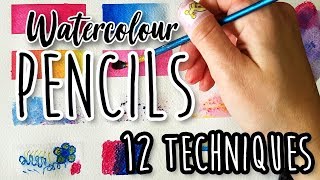 How to Use Watercolour Pencils for Beginners  12 Techniques Tutorial [upl. by Maible879]