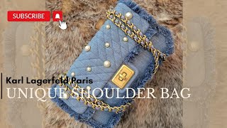 Unique Denim Bag for Summer  Karl Lagerfeld Paris Agyness Denim Shoulder Bag  Review amp What Fits [upl. by Adnanref271]