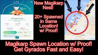 Pokemon GO Magikarp Nest 20 Spawned In quotHow to Get Gyrados Fast and Easyquot 720p [upl. by Norrehc]