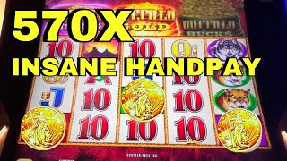 MY FIRST EVER HANDPAY JACKPOT 570X Buffalo Triple Power Slots [upl. by Florentia]