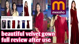 Winter special velvet gown on meesho  meeshovelvetgown velvetdresses viral meesho review [upl. by Ellekim]