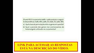 Questão de Biologia  FuvestSP O cruzamento AaBb × aabb produziu a seguinte descendência [upl. by Atinhoj]