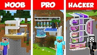 Minecraft NOOB vs PRO vs HACKER MODERN MOUNTAIN HOUSE BUILD CHALLENGE in Minecraft 2  Animation [upl. by Ial]