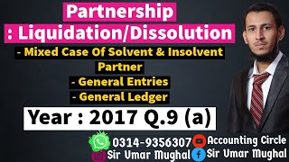 Partnership  Liquidation  Solvent amp Insolvent Partner  General Entries  General Ledger  2017 [upl. by Eart]