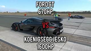 Ford GT Vs Koenigsegg Jesko  Drag Race 400Kmh koenigsegg dragrace [upl. by Toombs]