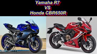 Yamaha R7 VS Honda CBR650R [upl. by Kelda]