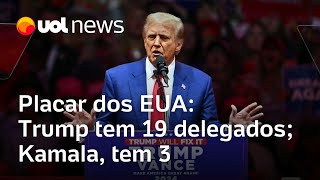 Apuração da eleição nos EUA parcial mostra Trump com maioria dos votos nos primeiros delegados [upl. by Merry]