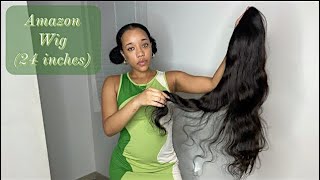 AFFORDABLE AMAZON 24 INCH 13X4 WIG REVIEW  GURVEY HAIR [upl. by Yelahc930]