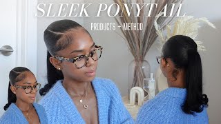 Sleek Ponytail Tutorial On Natural Hair  HOW TO PRODUCTS  METHODS [upl. by Lebbie]