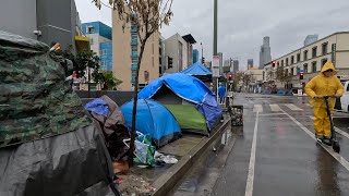 Discover LAs Homelessness Crisis Unfiltered Rainy Day Tour of Skid Row 4K [upl. by Park367]