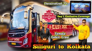 Siliguri to Kolkata Volvo 9600 S journey with Personalized TV amp Female Cabin Crew KRK EASY RIDE [upl. by Aamsa]