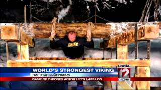 Game of Thrones actor lifts 1433 pound log breaks 1000yearold record [upl. by Arvin]