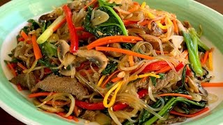 Japchae Glass noodles stirfried with vegetables 잡채 [upl. by Tnahs]