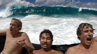 Couch Surfing Giant Shorebreak  Jamie OBrien [upl. by Arney]