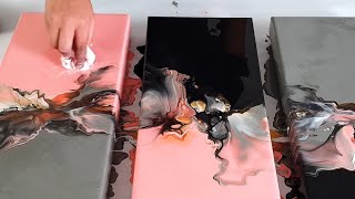 PINK GRAY amp BLACK Acrylic Pour Painting  Must See Fluid Art [upl. by Ravens]