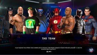 Lashley Superman Flash amp Batman VS Cena Rock Taker amp Kane  8 Man Tag Team Elimination Match [upl. by Cyrille]