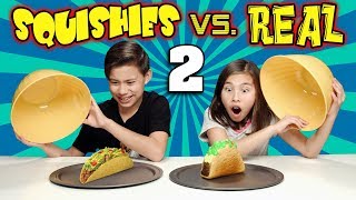 SQUISHY FOOD VS REAL FOOD CHALLENGE 2 More JUMBO SQUISHIES [upl. by Riesman]