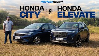 Honda City vs Honda Elevate  What To Buy For The Same Budget  MotorBeam [upl. by Airdnahs]