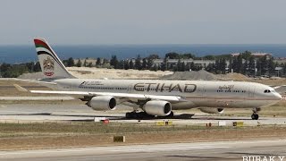 Etihad Airways A340500 take off at Istanbul Atatürk Airport [upl. by Leonor]