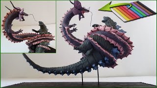 GODZILLA VS TIAMAT BATTLE SCENE WITH CLAY PLASTILINA Godzilla x Kong 2024 [upl. by Kreit]