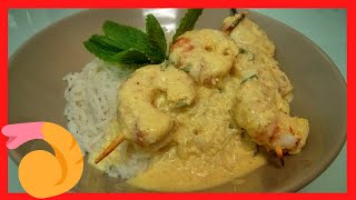 BROCHETAS de 🦐 GAMBAS con Salsa de CURRY y ARROZ Basmati [upl. by Noslien]