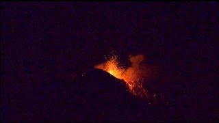 Etna volcano strombolian activity at New SE crater and steam rings [upl. by Ahselrak]