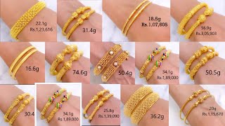 Latest gold bangles with weight and price [upl. by Ynnattirb]