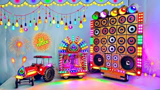 DIY Mini Dj Navratri Durga Pooja Gauri Ganesh Big Dj Truck Light Decoration gadi wala Chhota dj [upl. by Alathia]