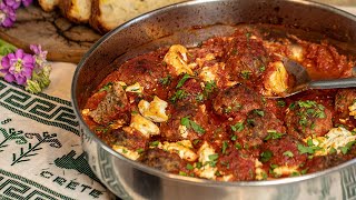 Greek Meatballs with Feta amp Tomato Bake [upl. by Asilav230]