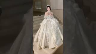 Gorgeous beaded crystal ball gown hand made wedding dress [upl. by Arsuy]