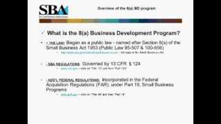 Webinar Not Just Contracts The SBAs 8a Business Development Program [upl. by Ariet]