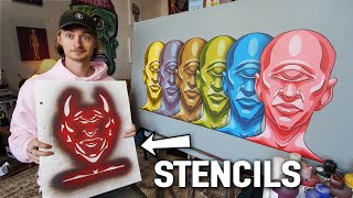 HOW TO MAKE STENCILS  EPIC MultiLayered Stencil Canvas Project [upl. by Claretta]