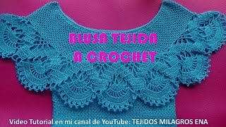 Blusa Tejida a Crochet para Verano parte 1 de 2 paso a paso en video tutorial [upl. by Yecrad]