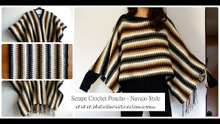 How To Crochet A Trendy Navajostyle Serape Poncho  Free Pattern Included [upl. by Uella92]