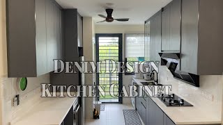 Melamine Denim Design  Kitchen Cabinet Installation  Handless Kitchen Design [upl. by Anahpets]