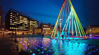 4K London Walk  Kings Cross at Night  Coal Drops Yard amp Granary Square [upl. by Adrahc]