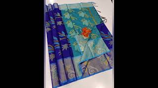 🥳 New Collection Ikkat Pochampalli Silk Cotton Sarees with Tissue Border amp Tussels 💙Price1400 [upl. by Malachy]