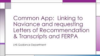 Linking the Common App with your LHS Naviance Account [upl. by Antonella393]
